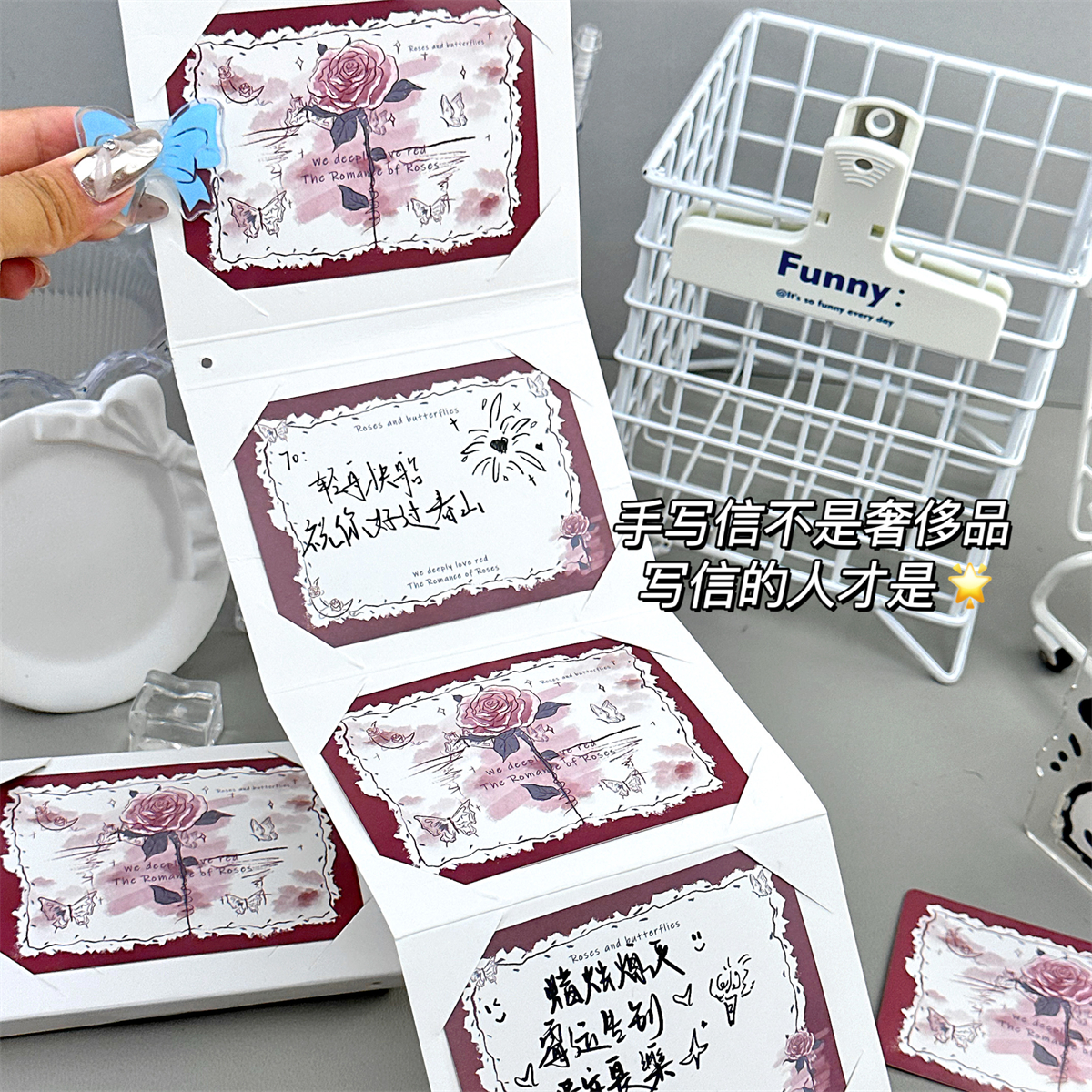 DIY手风琴贺卡抽拉式卡片生日情侣款创意ins风高颜值送闺蜜礼物