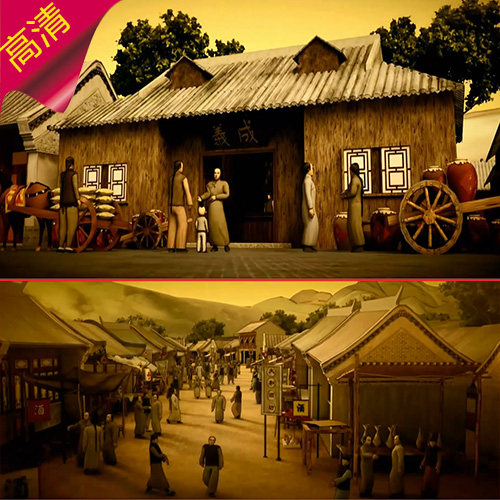 高清实拍古代酿酒集市大运河 宴请宾客贸易酒庄 3d动画 视频素材