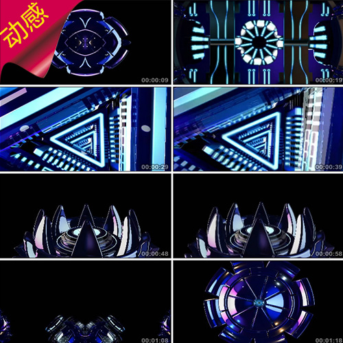 【激光舞】007金属面具舞激光三角形图形莲花灯高清VJ视频素材