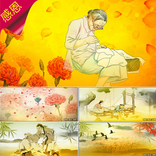 感恩母亲 跪羊图 传统孝道孝敬 小羊跪乳 慈母手中线 视频素材