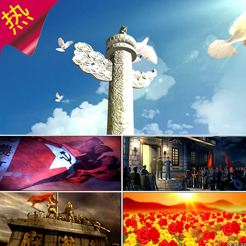 中华少年 爱国诗歌朗诵背景 革命抗战国家 祖国花海红军 视频素材