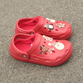 捡漏 室内拖红色喜庆男女童拖鞋 大牌洞洞鞋 加绒保暖外贸原单童鞋