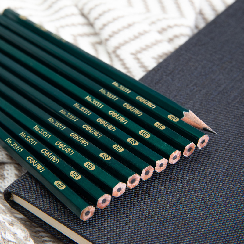 得力铅笔学生考试书写绘图素描写字铅笔原木2B/HB2H多规格六角杆
