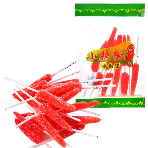 小辣椒糖水果味单个红色糖果儿时风味休闲小吃零食品批发