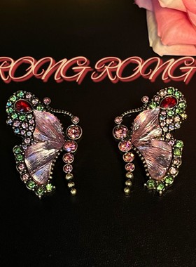 2511青岛中古vintage彩色蝴蝶项链轻奢甜美仙气飘飘可爱达标百搭