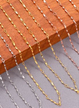 2511s925纯银项链扭片链彩金裸链韩版银饰品镀18k金锁骨链项链