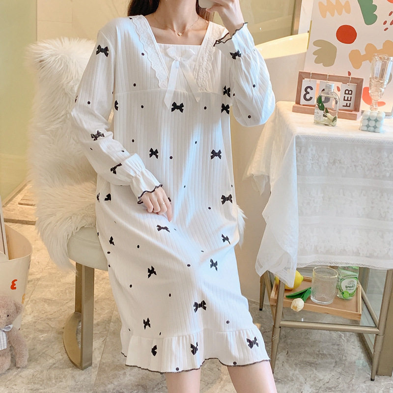 2512睡裙女秋季长袖公主风甜美可爱过膝宽松大码蕾丝花边春秋季睡,女士内衣/男士内衣/家居服,睡袍/浴袍,淘宝优惠券,粉丝福利购,淘宝优惠卷