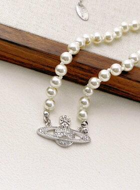 2512韩版时尚小众设计土星珍珠项链轻奢锁骨链女夏感气质颈链配饰