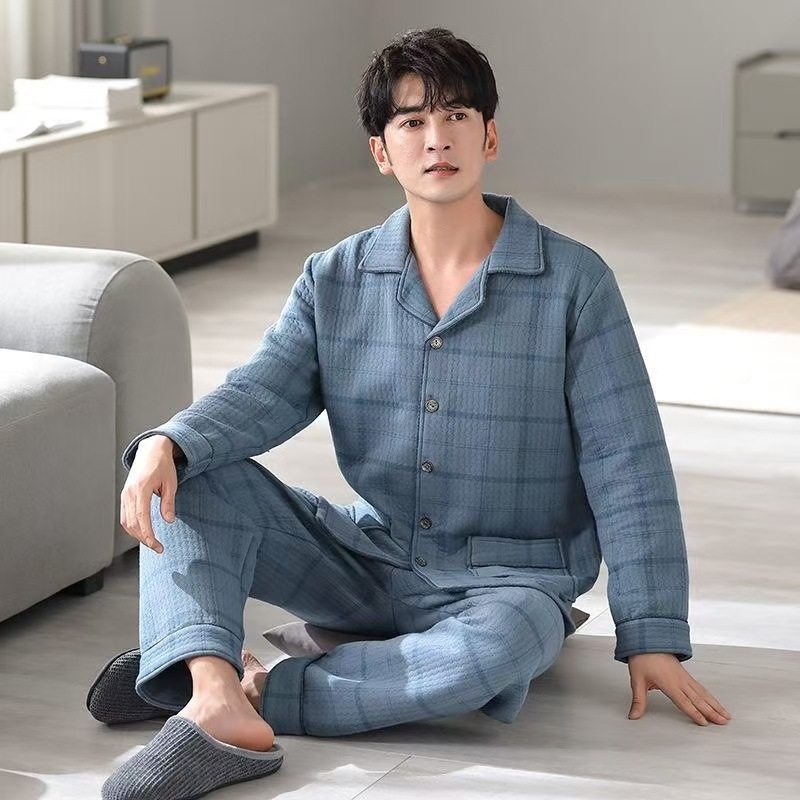 2512睡衣男士春秋款加厚纯棉长袖2025年新款秋冬款冬季夹棉空气棉,女士内衣/男士内衣/家居服,睡袍/浴袍,淘宝优惠券,粉丝福利购,淘宝优惠卷