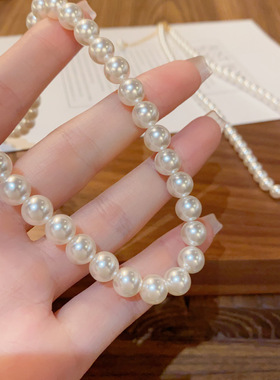 法式轻奢玻璃珠项链感气质百搭时尚锁骨链名媛网红颈链