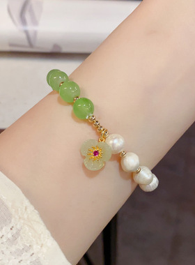 春季新款气质时尚新中式淡水珍珠荷花串珠手链轻奢百搭小清新