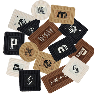 水溶刺绣字母布贴时尚圆形三角布标衣服裤子破洞装饰diy缝补丁贴