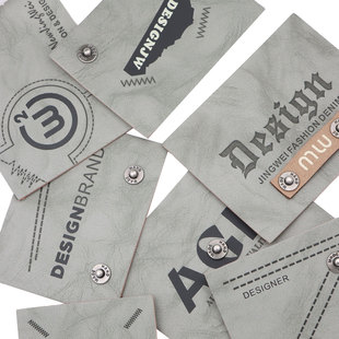 牛仔皮牌标牌皮革压印腰牌衣服配件定做制裤子后腰牌金属拼接标牌