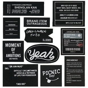 薄款 t恤修补破洞贴 黑色自粘印花补丁贴免缝字母布贴羽绒服衣服裤