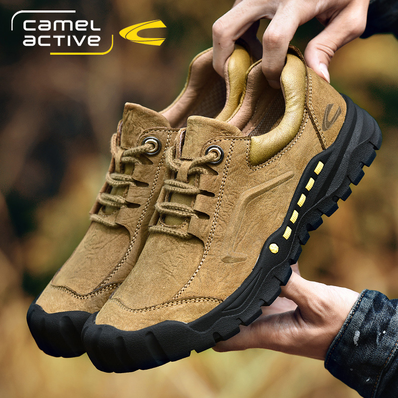 德国骆驼动感皮鞋男真皮手工户外休闲防滑登山运动鞋男旅游徒步鞋