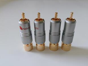 中道镀金带锁自锁式音频线信号同轴线材通用 RCA莲花插头接头配件