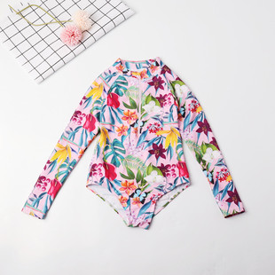 14岁姐妹装 中大童防晒遮阳连体泳衣2 冲浪服泳装 出口外单女童长袖