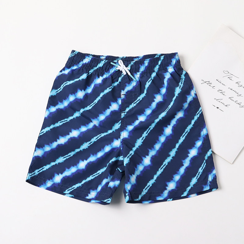 出口外贸儿童沙滩裤扎染男童海边短裤速干时尚男孩防晒泳裤带内衬