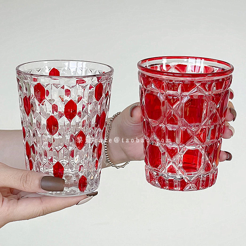 复古轻奢风红宝石水晶咖啡杯