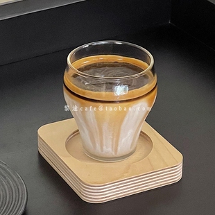 简约ins风创意厚底水滴杯耐热玻璃杯咖啡杯dirty冰美式杯咖啡杯子