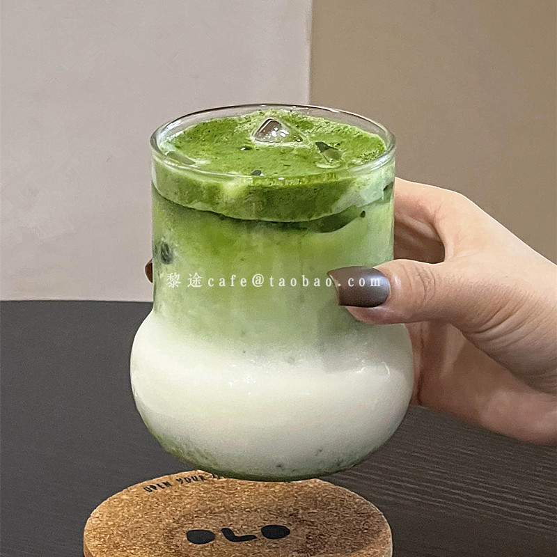 玻璃ins可爱直身圆底早餐牛奶杯