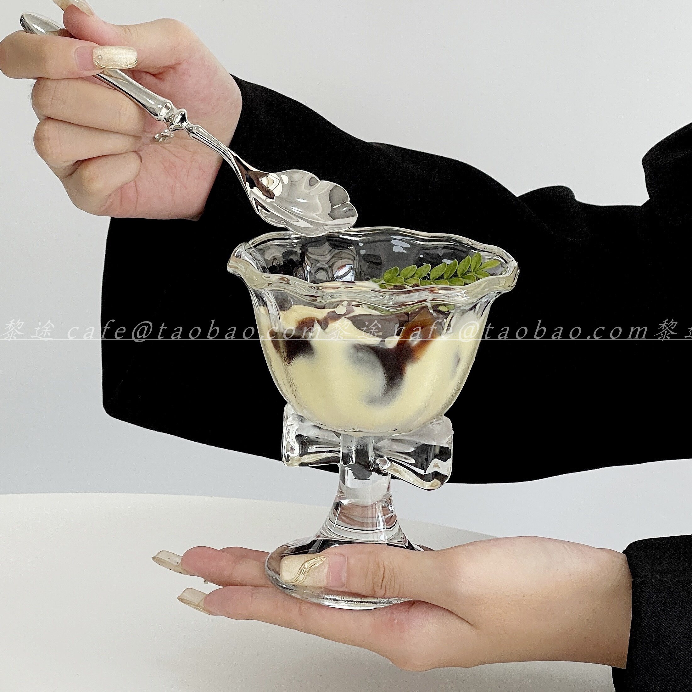 简约精致蝴蝶结高脚杯果汁咖啡杯