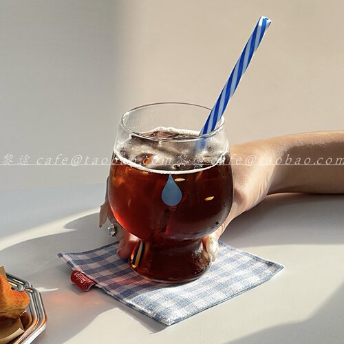 创意蓝色水滴玻璃咖啡杯