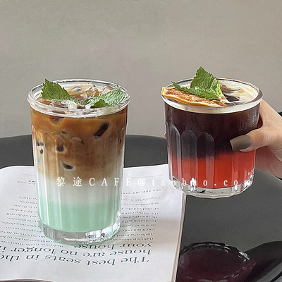 复古ins风玻璃冰美式咖啡杯