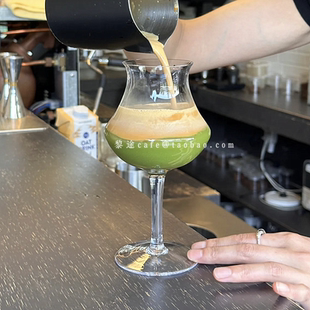 新中式反口郁金香玻璃杯高脚闻香杯ins特调鸡尾酒杯苏打气泡水杯