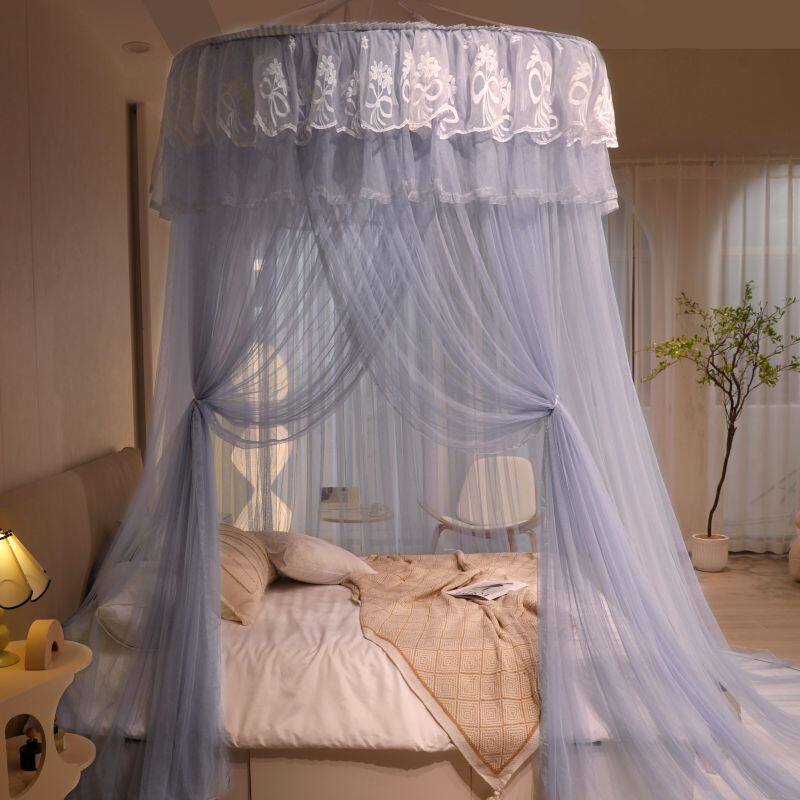 圆顶吊顶免安装蚊帐加高加密落地公主宫廷圆形床幔子
