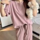 新款 休闲可外穿家居服套装 日系韩版 蕾丝边睡衣夏季 格子裤 2026夏季