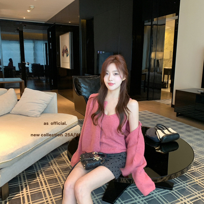 AS OFFICIAL-吊带背心两件套毛衣套装（巨推显白届top1)