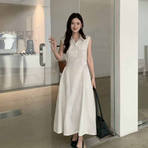 F.THREE三姐妹-夏上新高品质无袖衬衣气质连衣裙