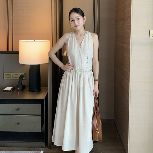 F.THREE三姐妹-夏上新高级感气质收腰连衣裙