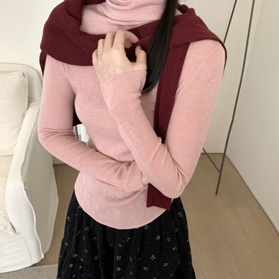 TOMORROW包赚的28色可选弹力显瘦修身堆堆领打底衫