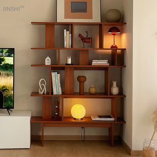 槿饰|简约中古多层阅读书架落地展示靠墙收纳架客厅书房置物架
