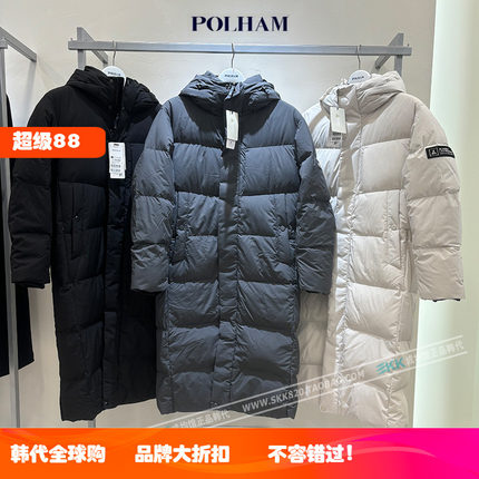 韩国代购polham羽绒服反季男女中长款加厚连帽韩版加绒外套冬反季