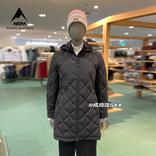 韩国代购NEPA耐葩户外滑雪女士中长款羽绒服轻便保暖外套反季节