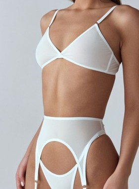 Интересное нижнее белье透视格纹网纱内衣