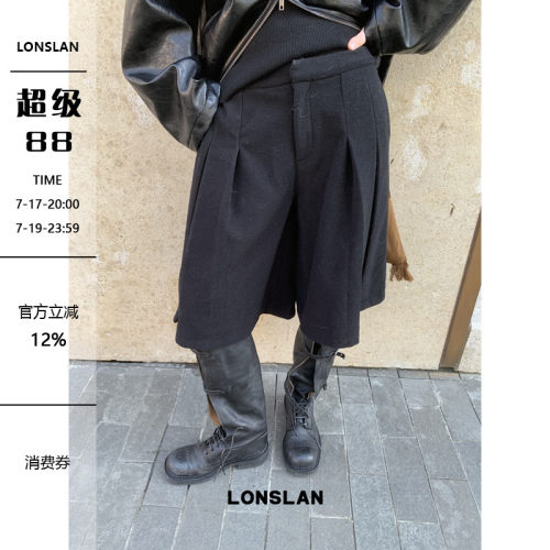 LONSLAN 24WINTER 12/9 20:00NEW收褶针织呢子中裤