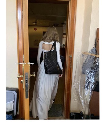 LONSLAN露背气质连衣裙长袖