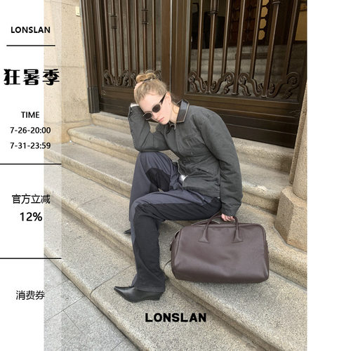 LONSLAN 24WINTER 12/9 20:00NEW收腰夹棉皮领拼接工装棉服外套