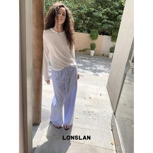 LONSLAN2026夏季新款苎麻长袖防晒基础T