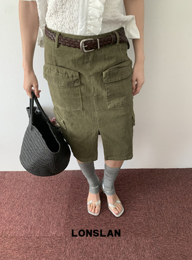 LONSLAN25SUMMER 帅气复古工装口袋半裙