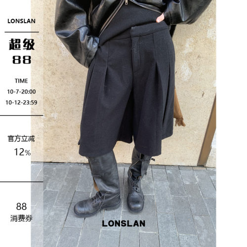 LONSLAN 24WINTER 12/9 20:00NEW收褶针织呢子中裤