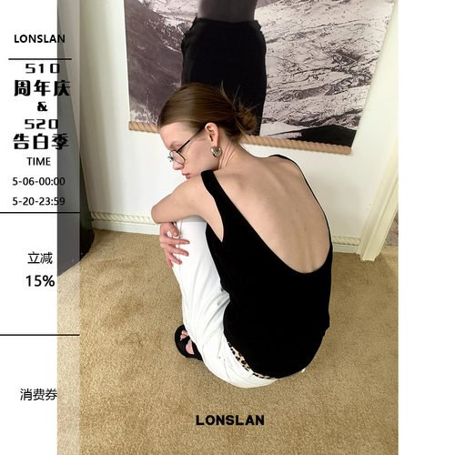 LONSLAN 2024SUMMER5/31 20:00NEW蝴 大U领露背舒适慵懒出街背心