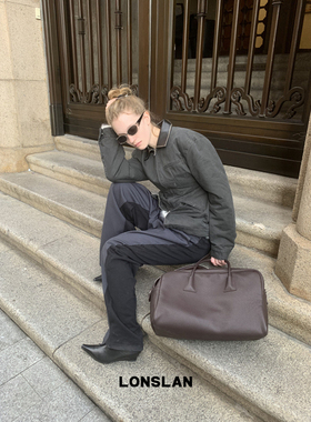 LONSLAN 24WINTER 12/9 20:00NEW收腰夹棉皮领拼接工装棉服外套