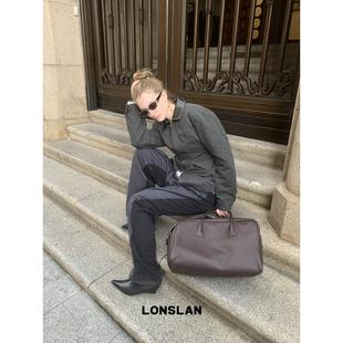 24WINTER 00NEW收腰夹棉皮领拼接工装 棉服外套 LONSLAN