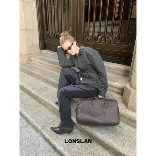 LONSLAN 24WINTER 12/9 20:00NEW收腰夹棉皮领拼接工装棉服外套