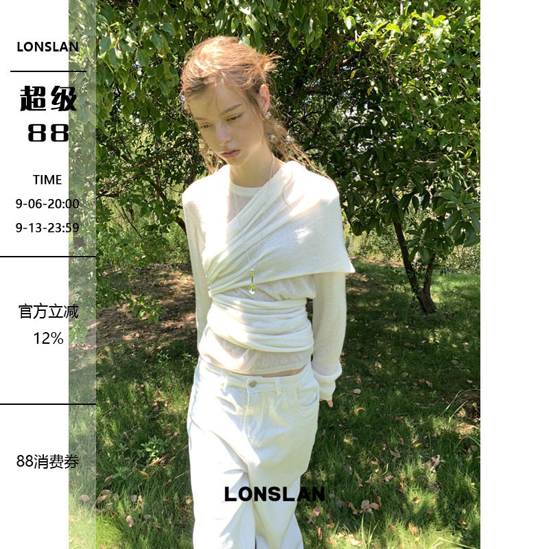 LONSLAN 2026AW 初秋圆领长袖针织长袖多穿围脖毛衣图片